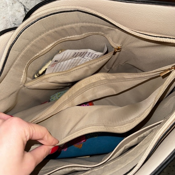 Two-Tone Beige and White Women's Tote Bag - Picture 2 of 3